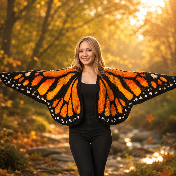 Monarch Butterfly Cardigan Crochet Pattern (PDF)