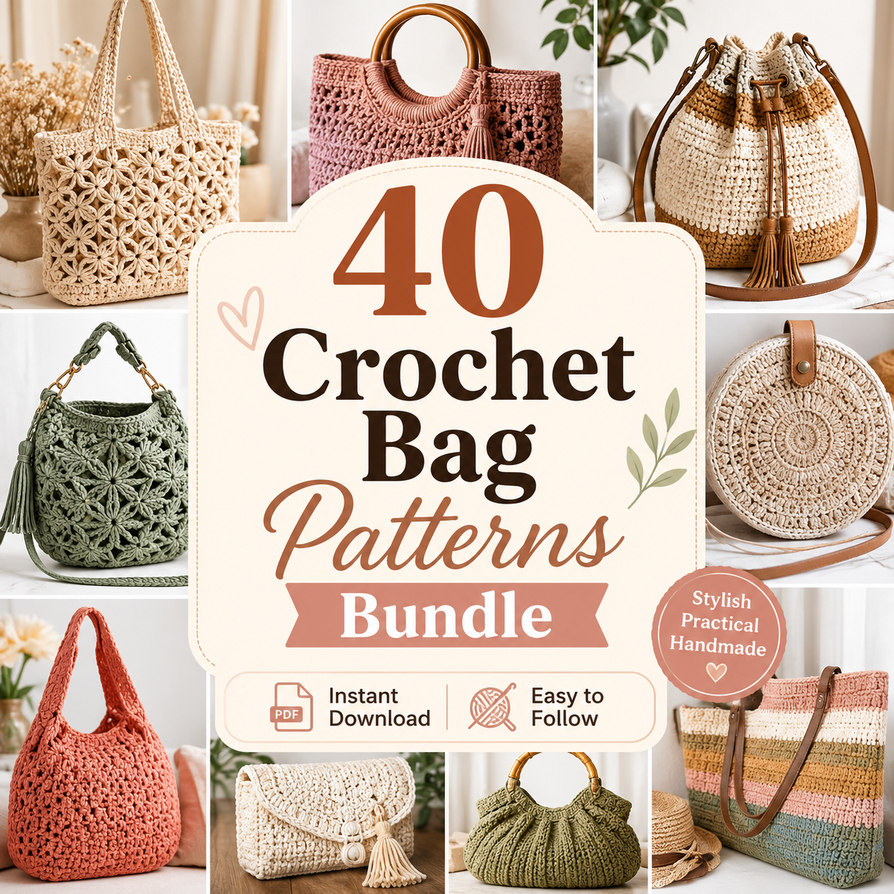 40 Crochet Bag Patterns Bundle
