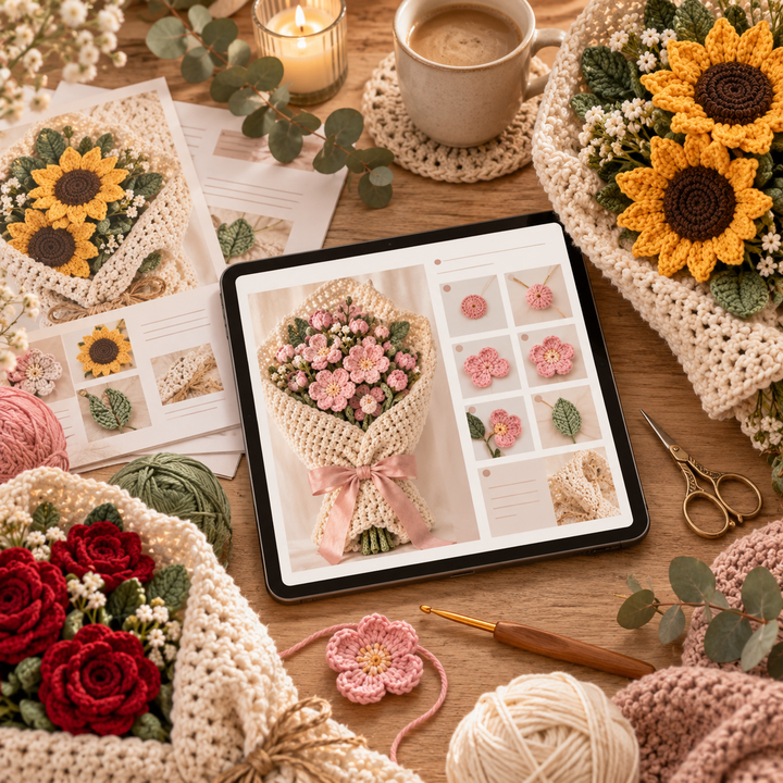 Crochet process with step-by-step pattern photos