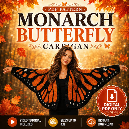 Monarch Butterfly Cardigan Crochet Pattern (PDF)