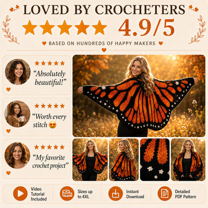 Monarch Butterfly Cardigan Crochet Pattern (PDF)